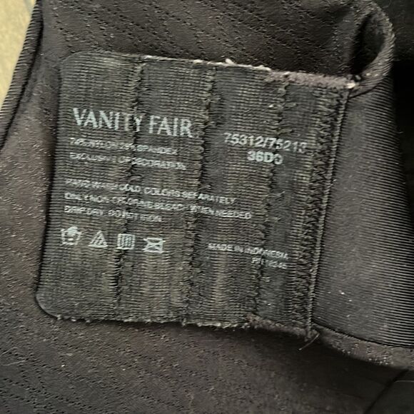 Vanity Fair black wired full coverage thick straps bra Sz-36DD - Picture 6 of 7